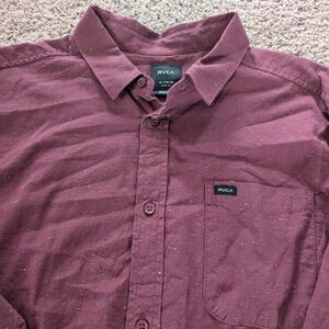 RVCA Burgundy Casual Button Down Shirt